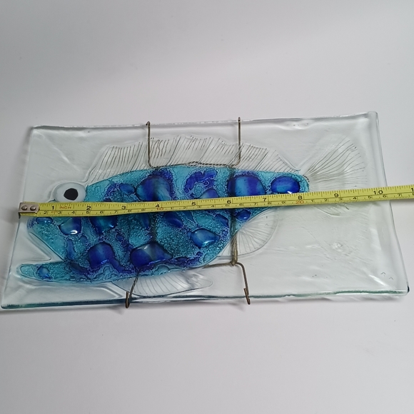 Set of 3 Fused Art Glass Fish 🐟 on Clear Plates Wall Decor - Picture 5 of 15